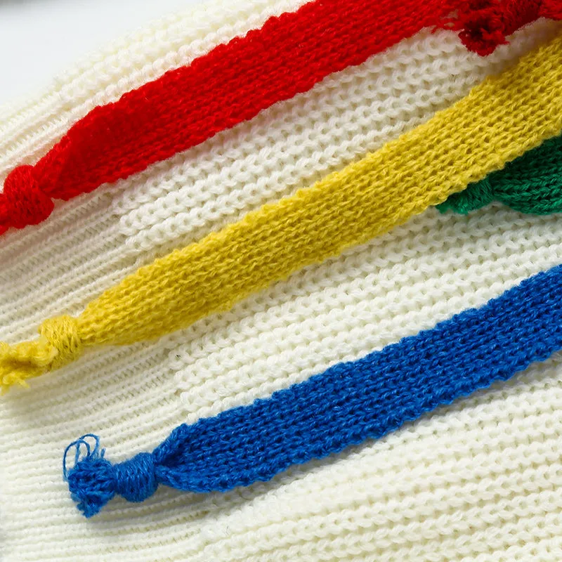 MAXMARTIN KNITTED JUMPER WITH MULTICOLOR STRIPE DETAIL