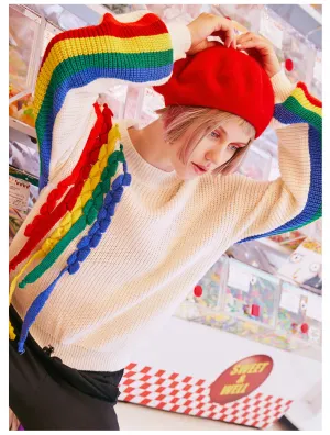 MAXMARTIN KNITTED JUMPER WITH MULTICOLOR STRIPE DETAIL