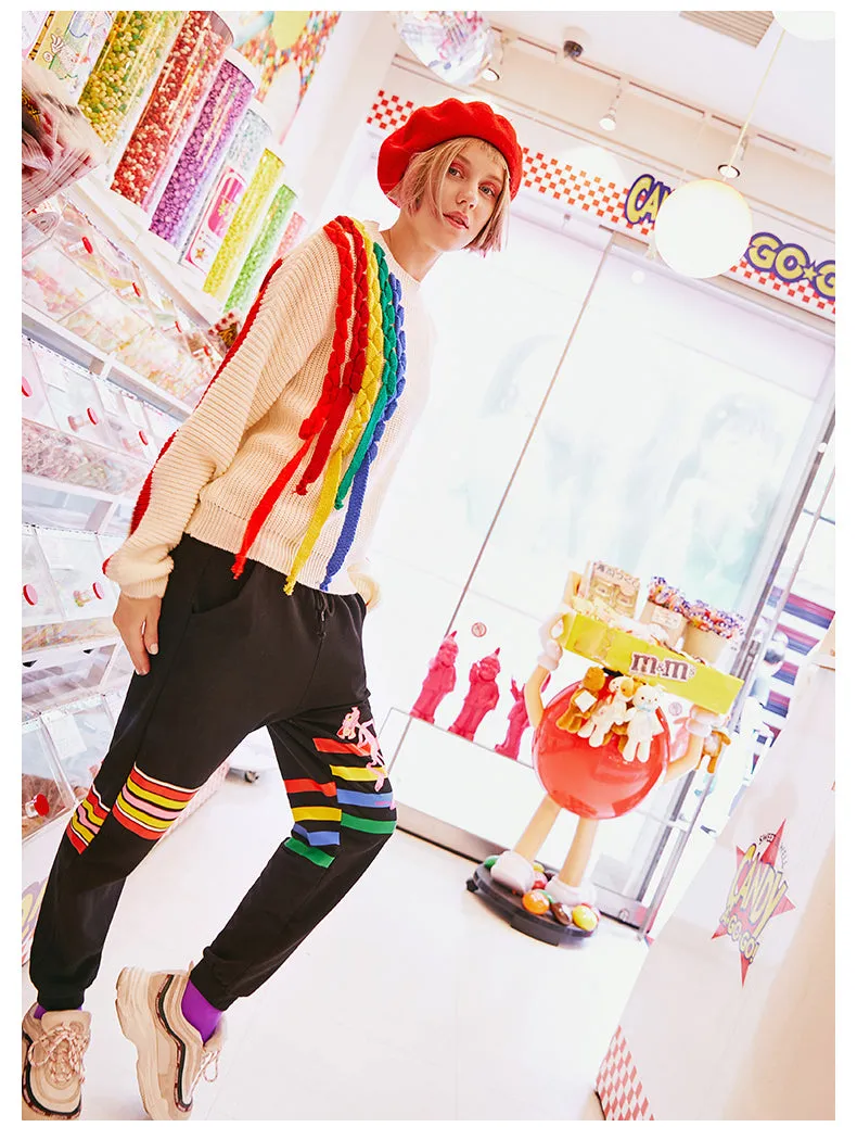 MAXMARTIN KNITTED JUMPER WITH MULTICOLOR STRIPE DETAIL