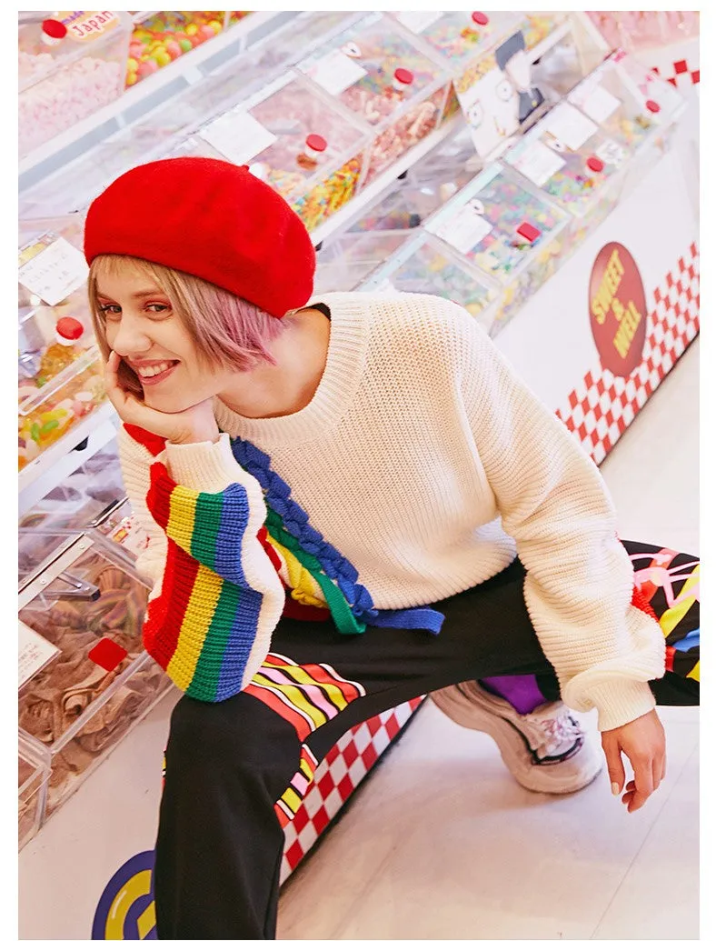 MAXMARTIN KNITTED JUMPER WITH MULTICOLOR STRIPE DETAIL
