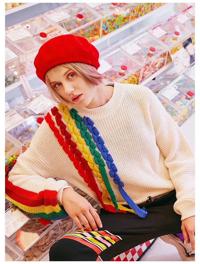 MAXMARTIN KNITTED JUMPER WITH MULTICOLOR STRIPE DETAIL