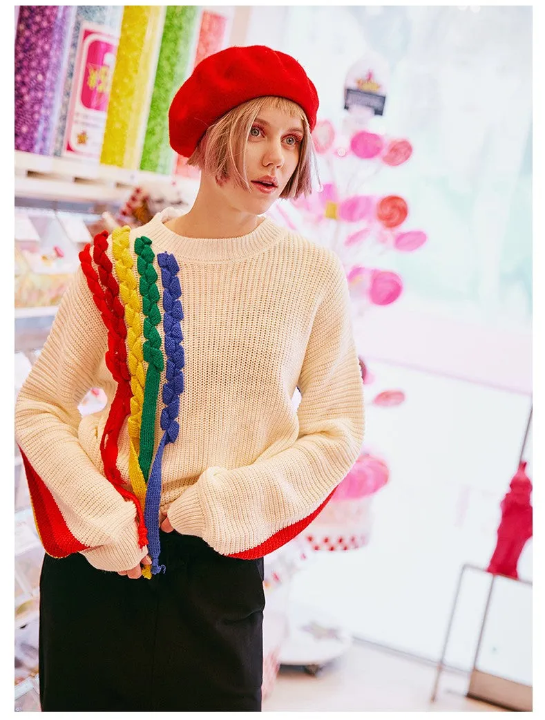 MAXMARTIN KNITTED JUMPER WITH MULTICOLOR STRIPE DETAIL