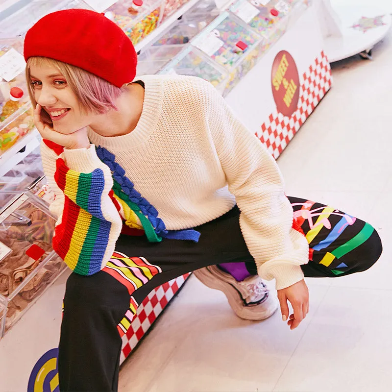 MAXMARTIN KNITTED JUMPER WITH MULTICOLOR STRIPE DETAIL