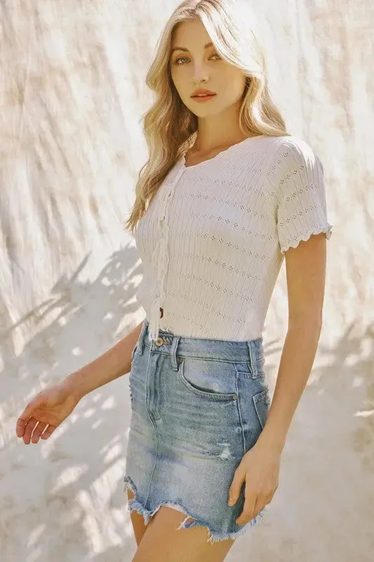 Medium Wash Distressed KanCan Mini Skirt