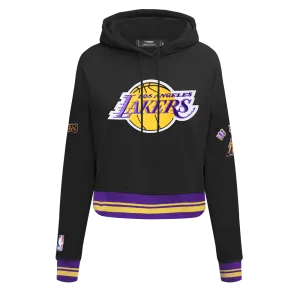 NBA LOS ANGELES LAKERS RETRO CLASSIC WOMEN'S CROPPED PO HOODIE (BLACK/PURPLE/YELLOW)