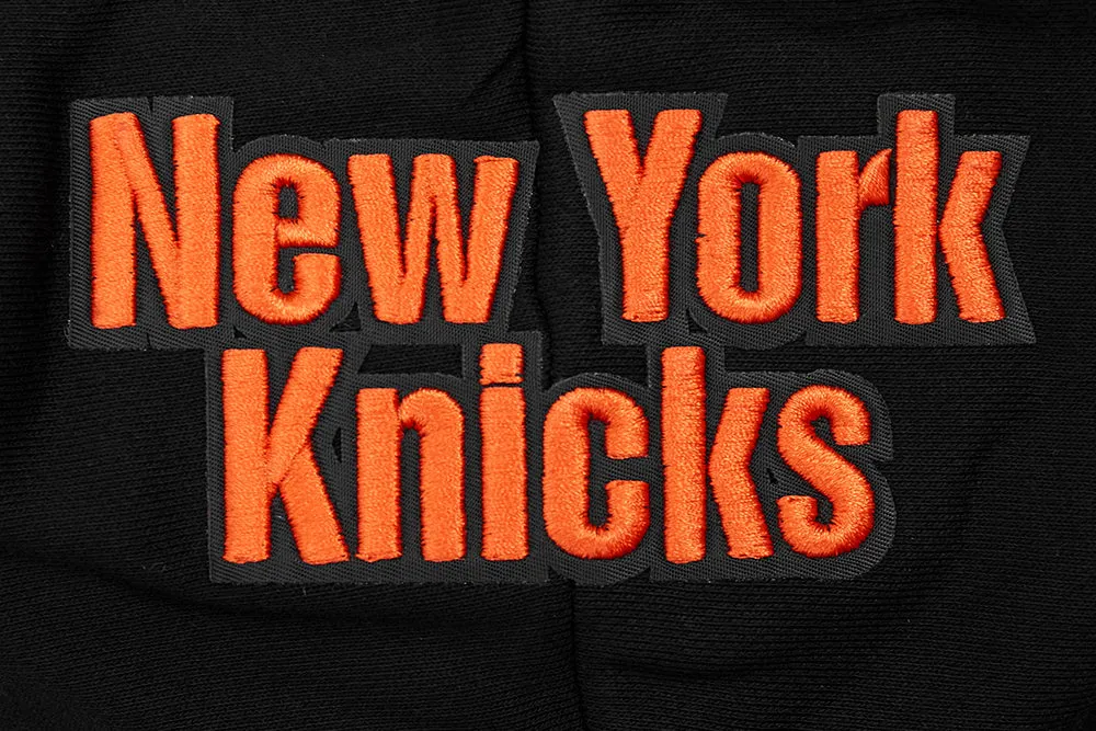 NBA NEW YORK KNICKS SCRIPT TAIL WOMEN'S RIB FLC CROPPED PO HOODIE (BLACK/ROYAL BLUE/BLACK)