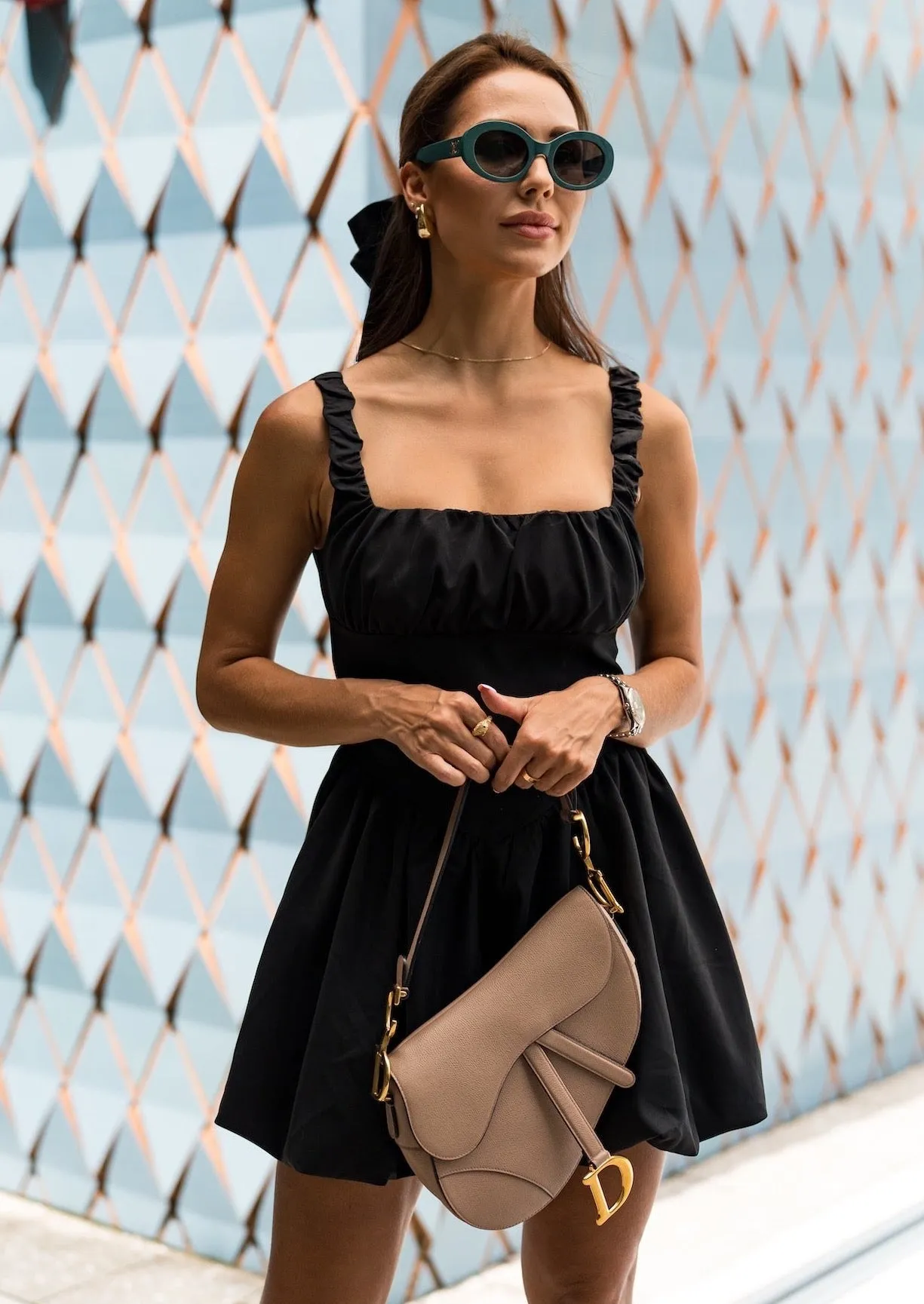 Odilia Black Peplum Mini Dress