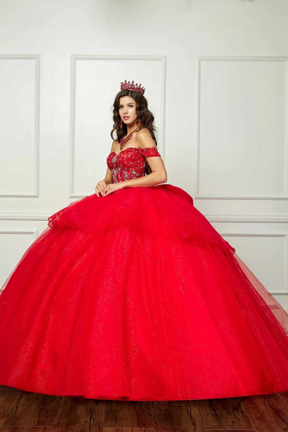 Off Shoulder Bow Ball Gown by Petite Adele PQ1063