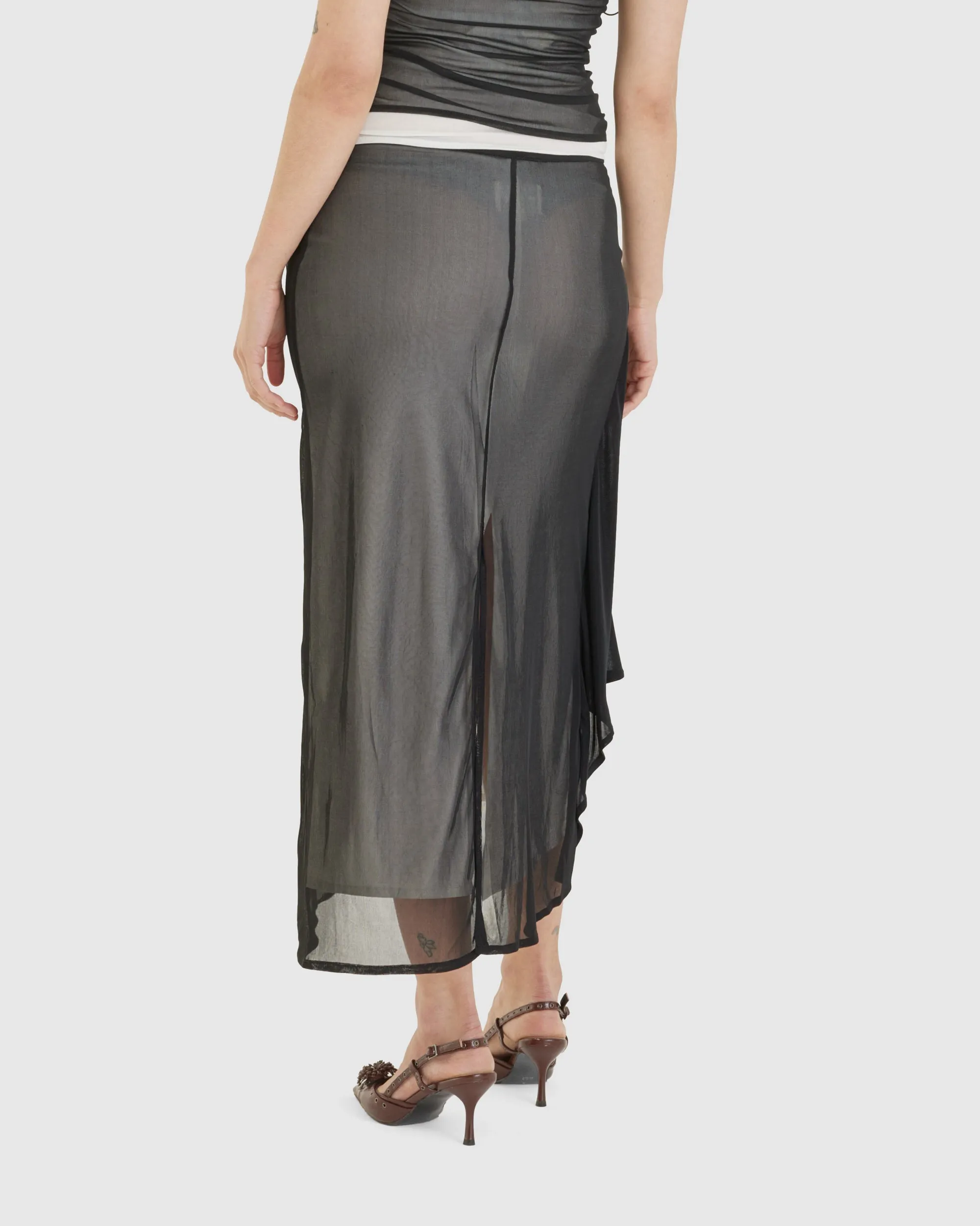 Pans Drape Long Skirt