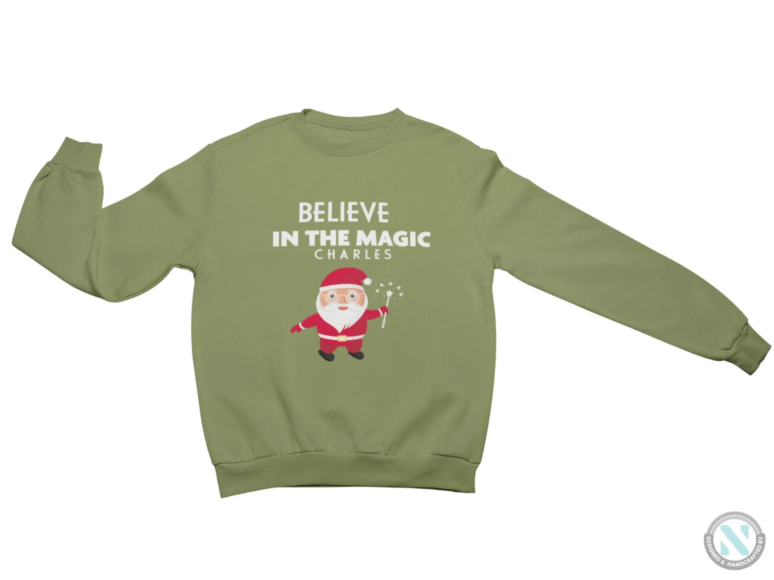 Personalized Christmas Sweatshirt for Toddler Boys with Believe in The Magic