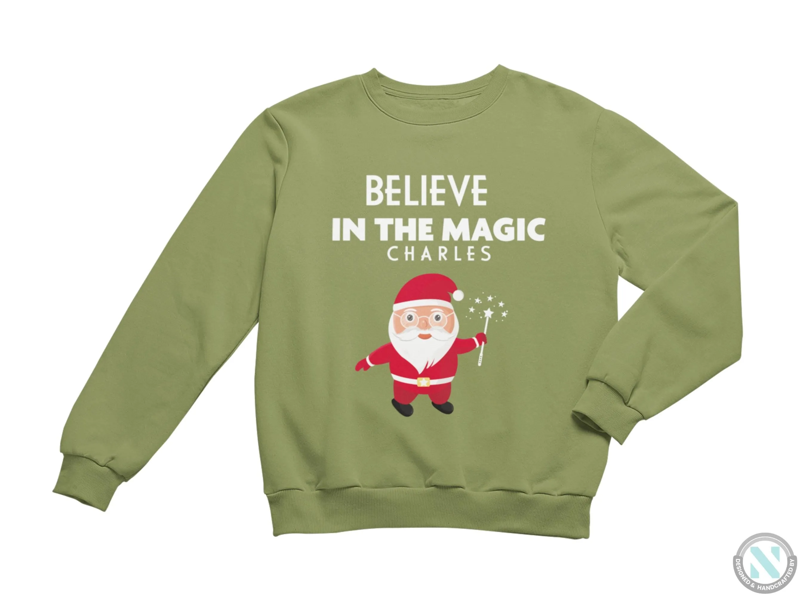 Personalized Christmas Sweatshirt for Toddler Boys with Believe in The Magic