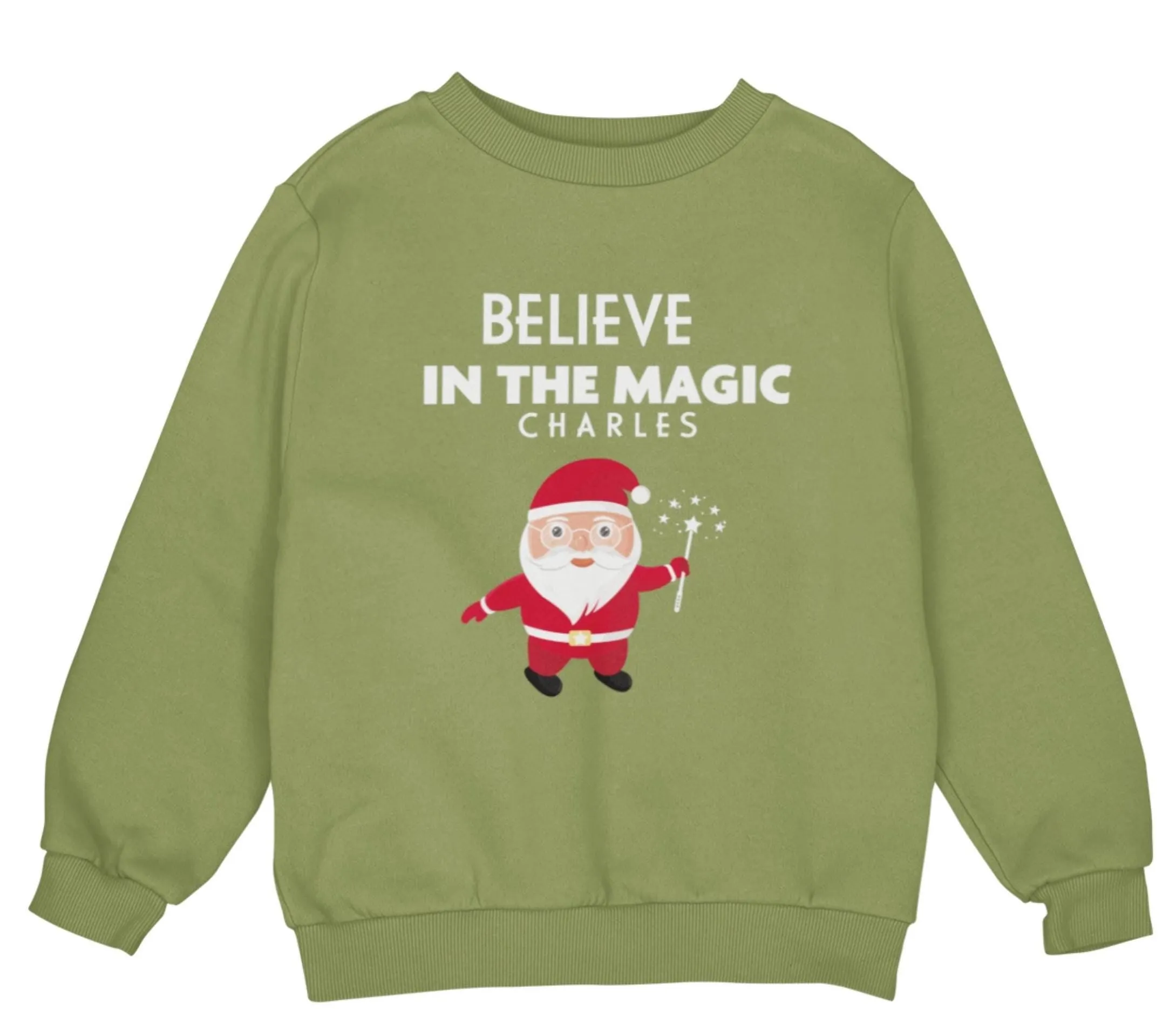 Personalized Christmas Sweatshirt for Toddler Boys with Believe in The Magic