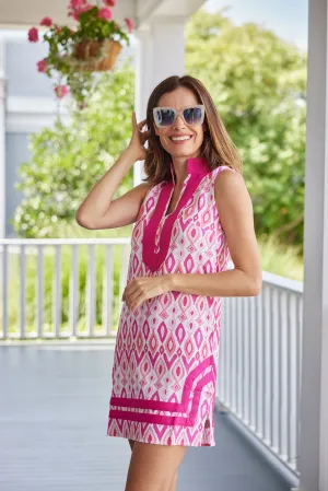 Pink Ikat Sleeveless Classic Tunic