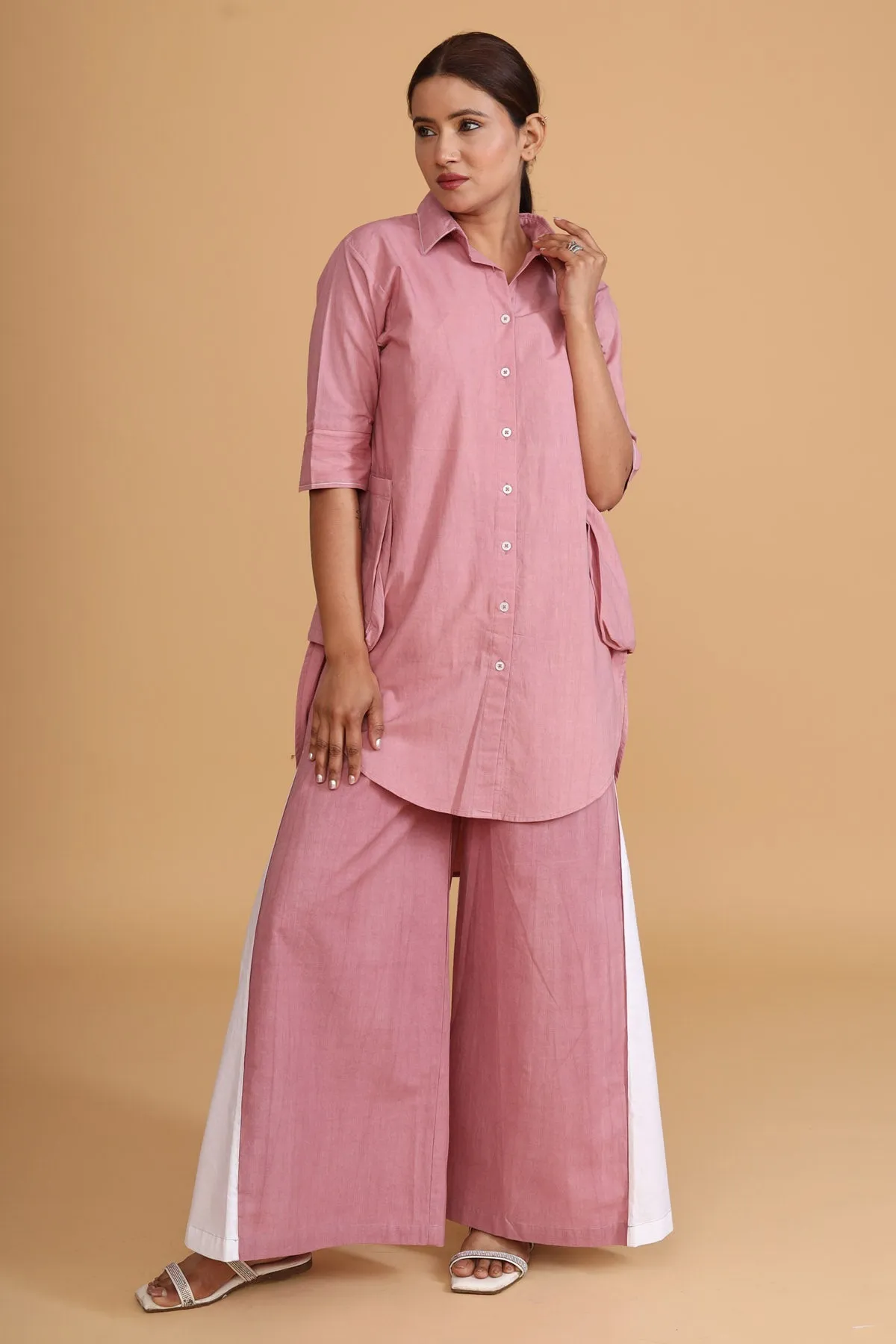 Pink Short Shirt Pocket Tunic