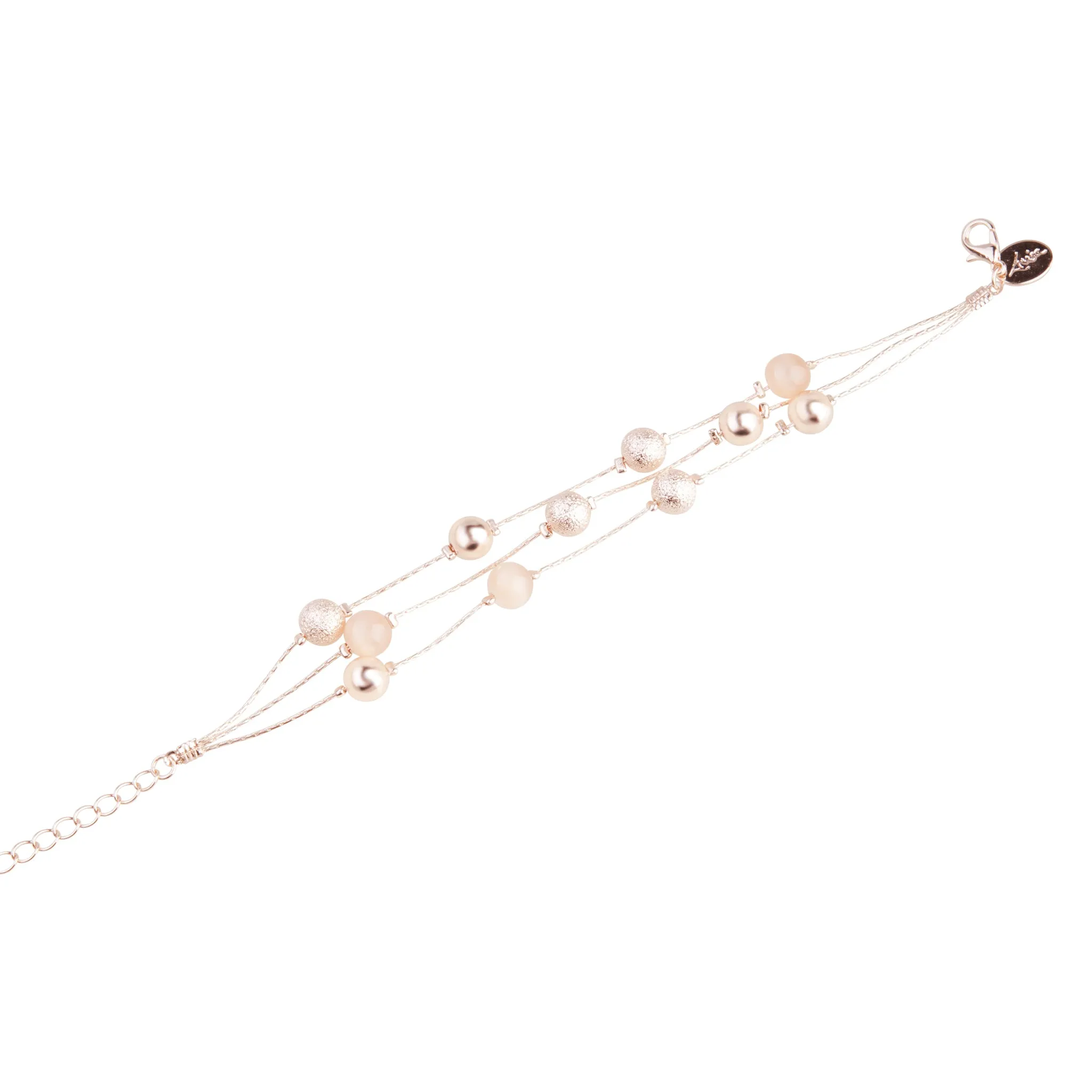 Rose Gold Mix Bead Cat Eye Chain Bracelet