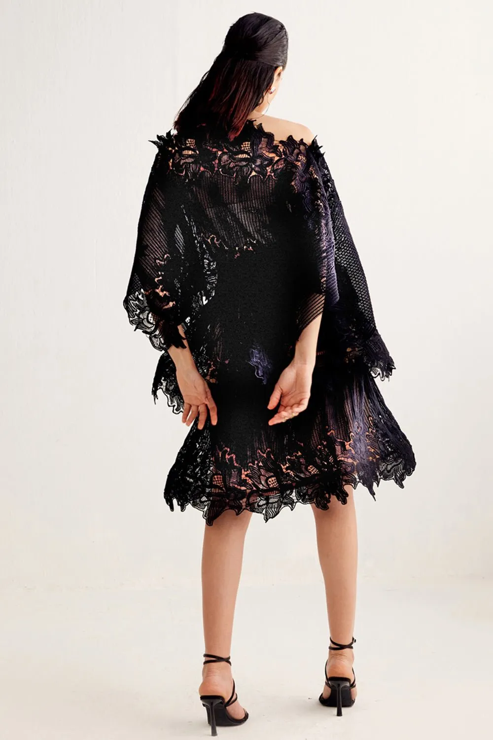Scallop Black Layered Top & Skirt Set