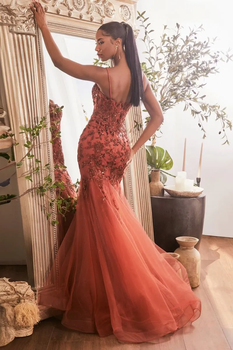 Sequin Floral Mermaid Gown CDS488