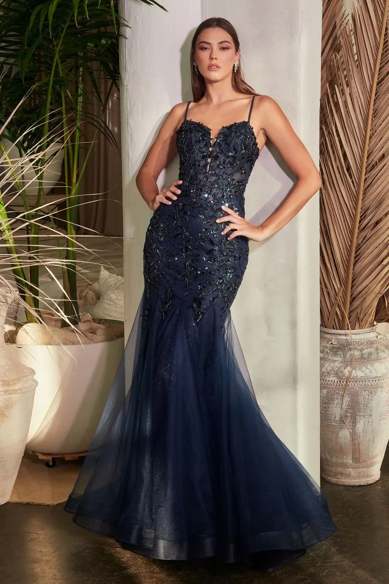 Sequin Floral Mermaid Gown CDS488