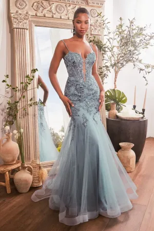 Sequin Floral Mermaid Gown CDS488