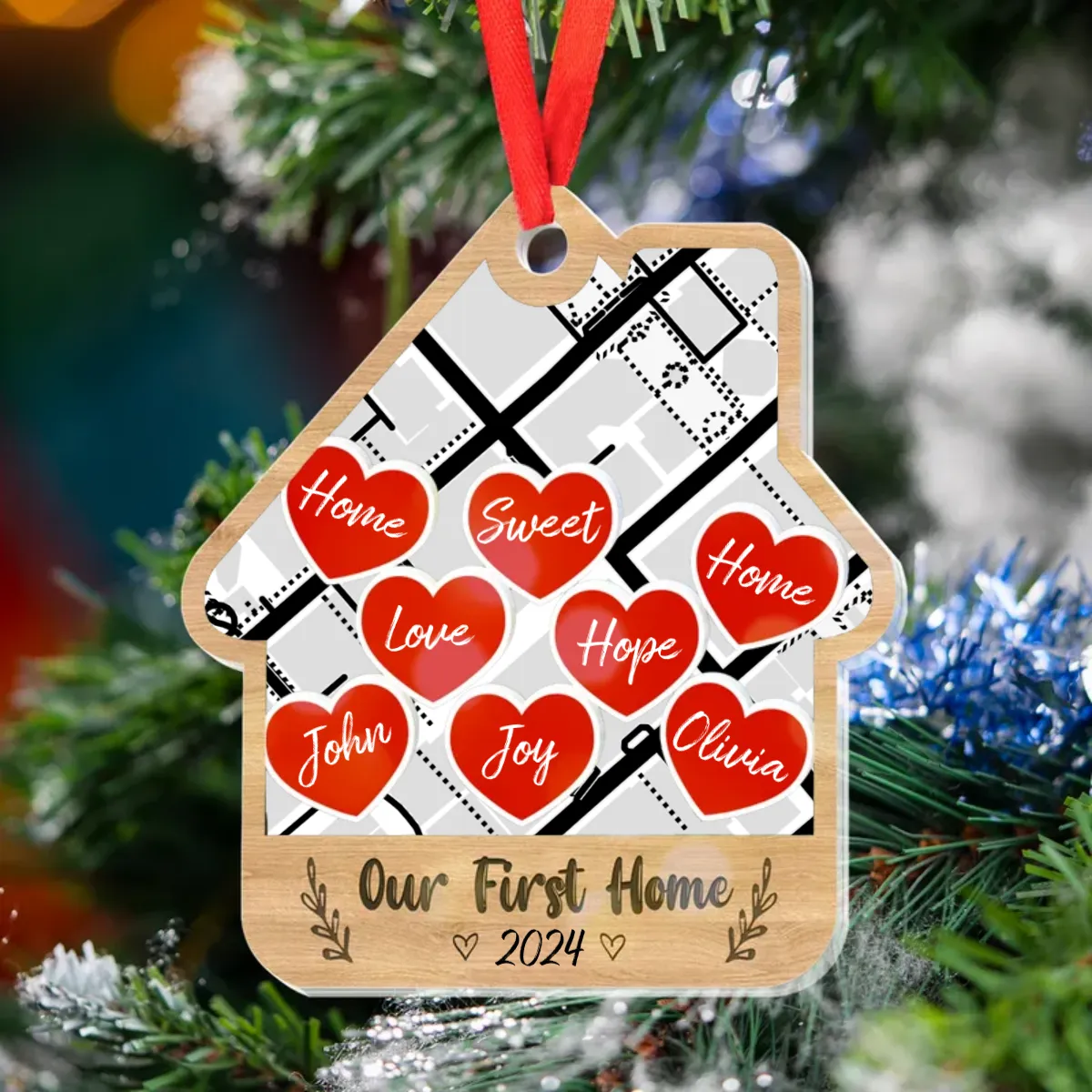 Shaker Ornament Our First Home Map