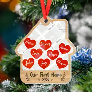 Shaker Ornament Our First Home Map