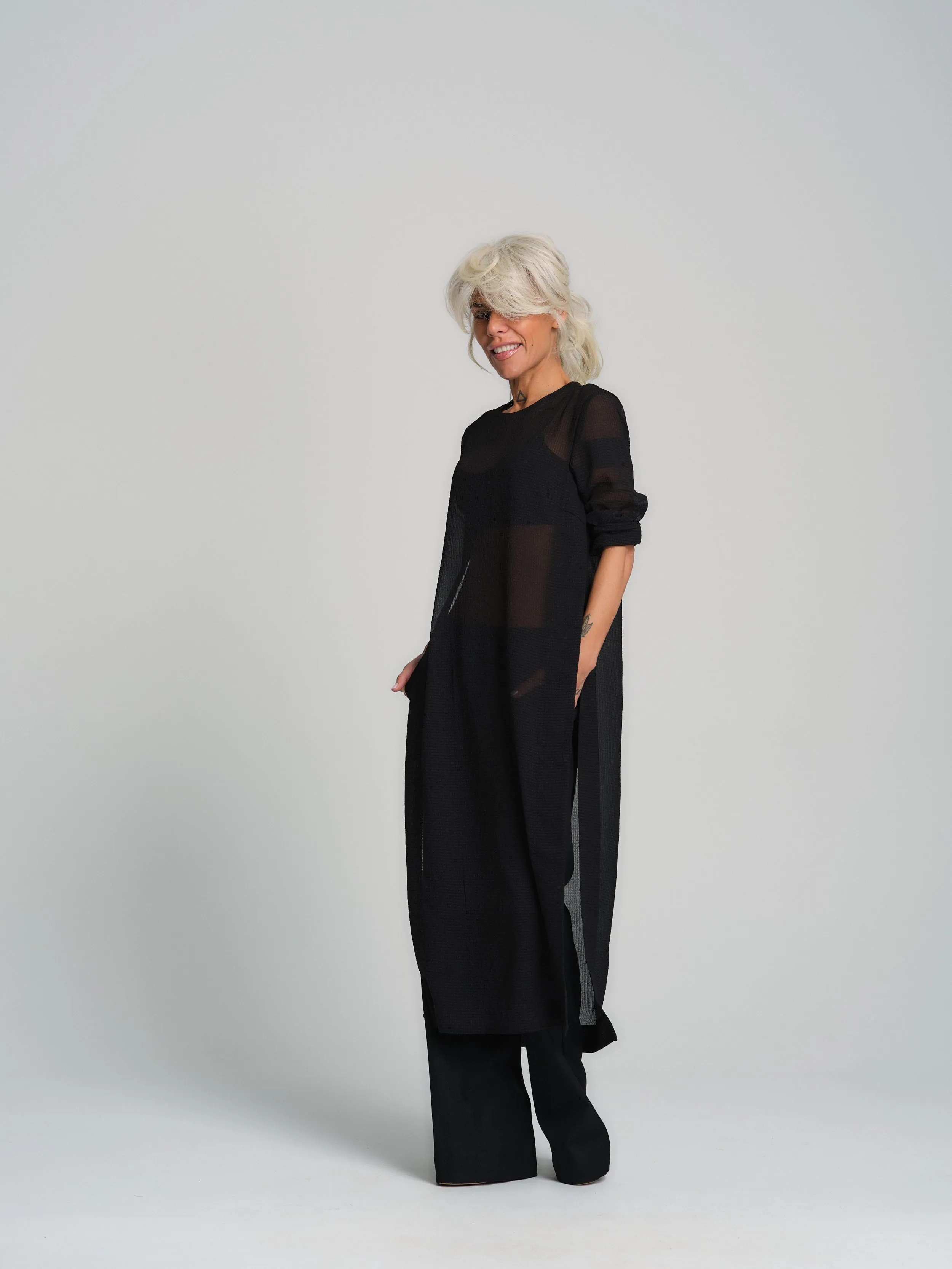 Sheer Black Maxi Tunic