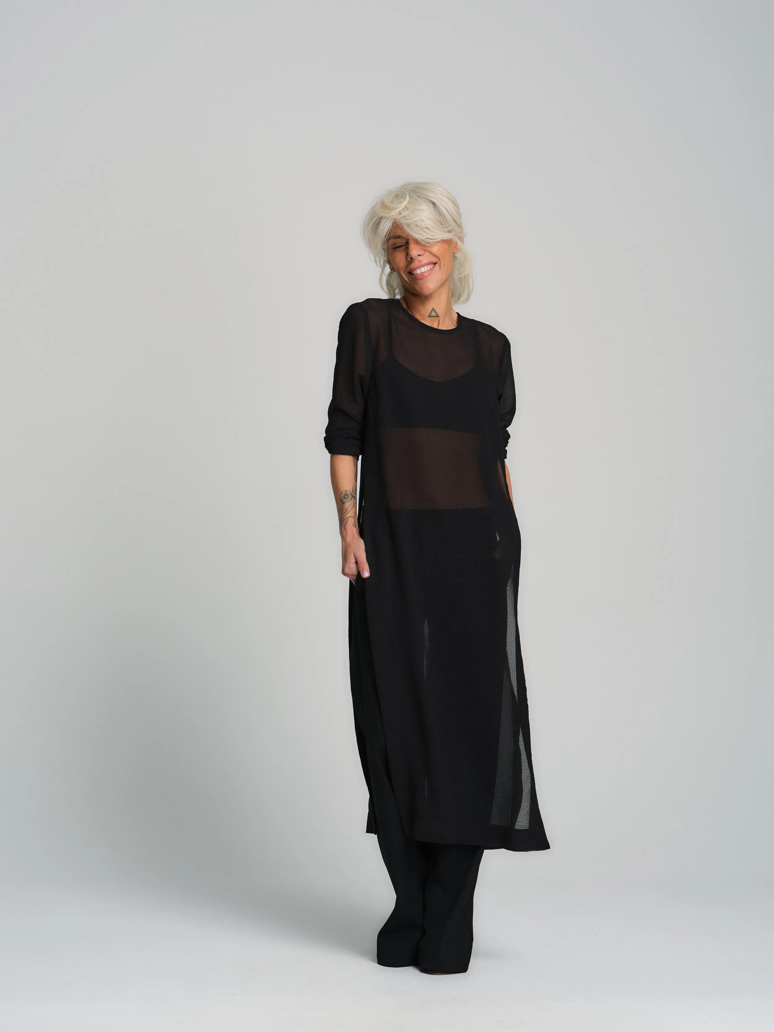 Sheer Black Maxi Tunic