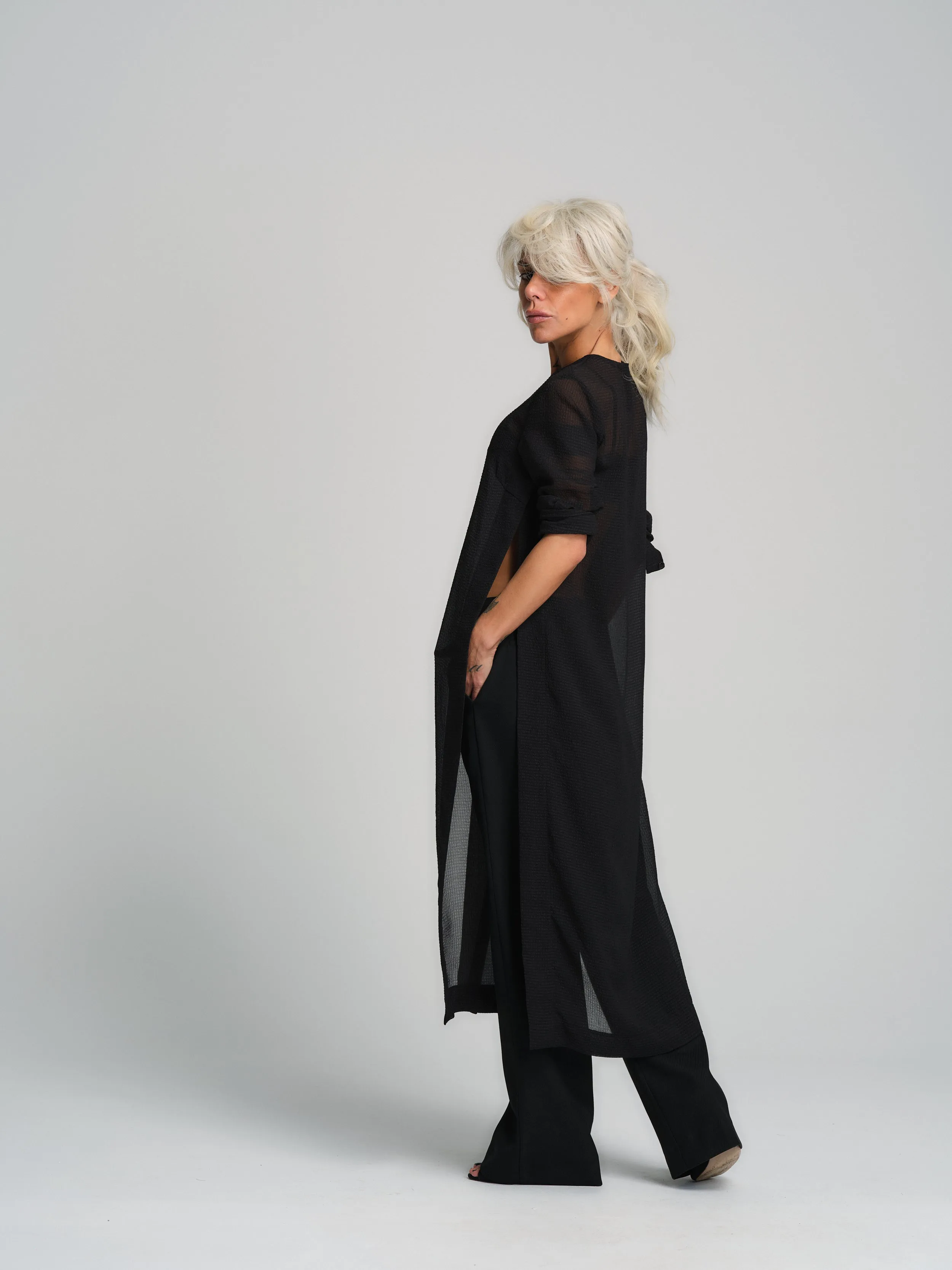 Sheer Black Maxi Tunic
