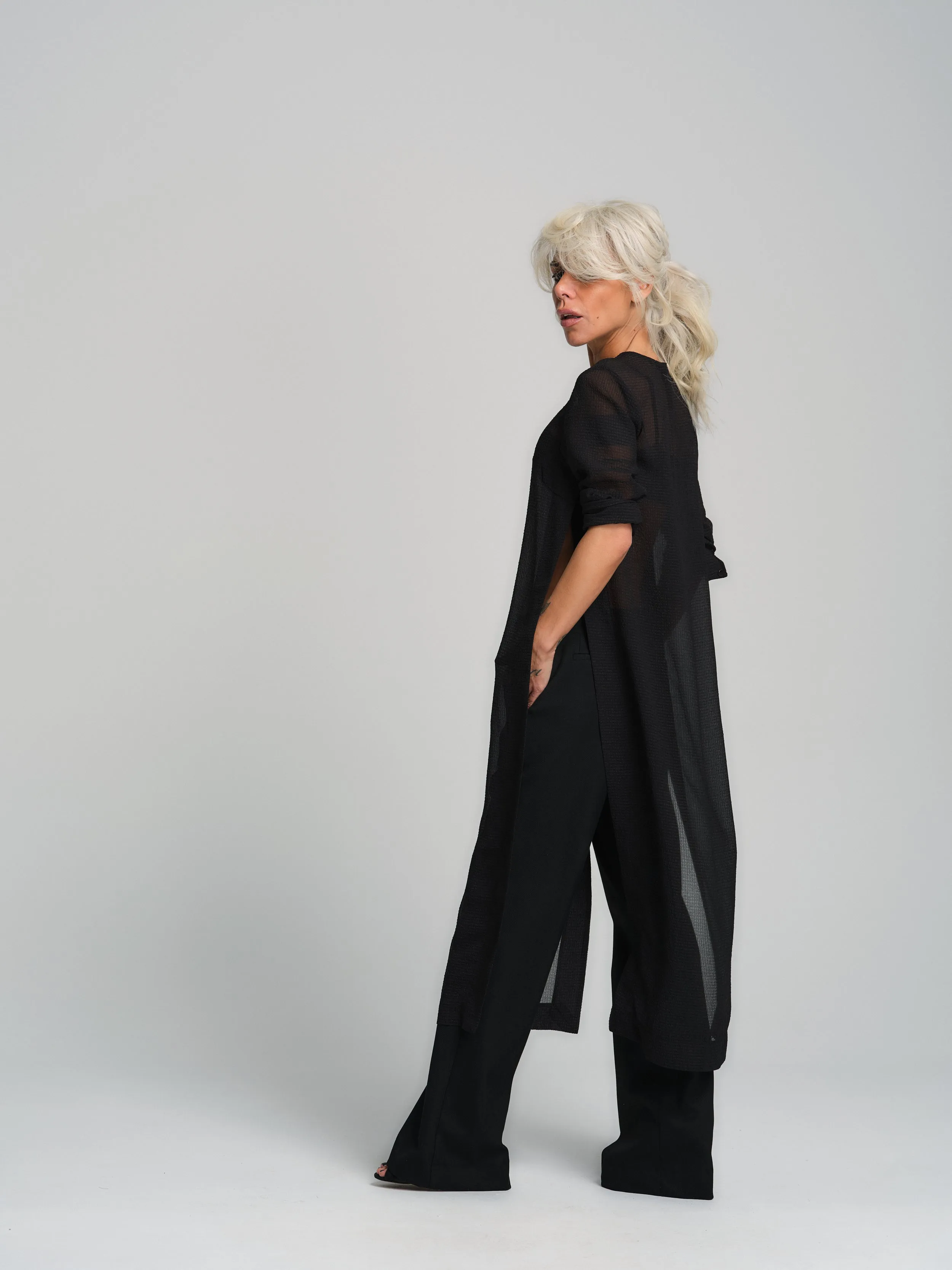 Sheer Black Maxi Tunic