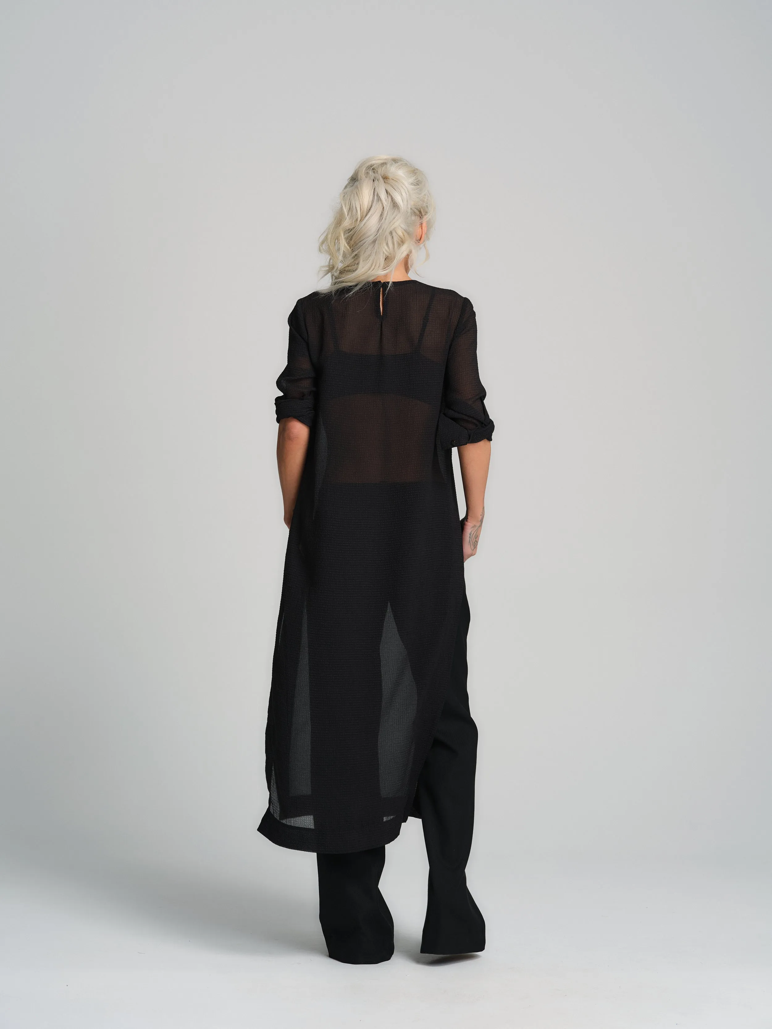 Sheer Black Maxi Tunic