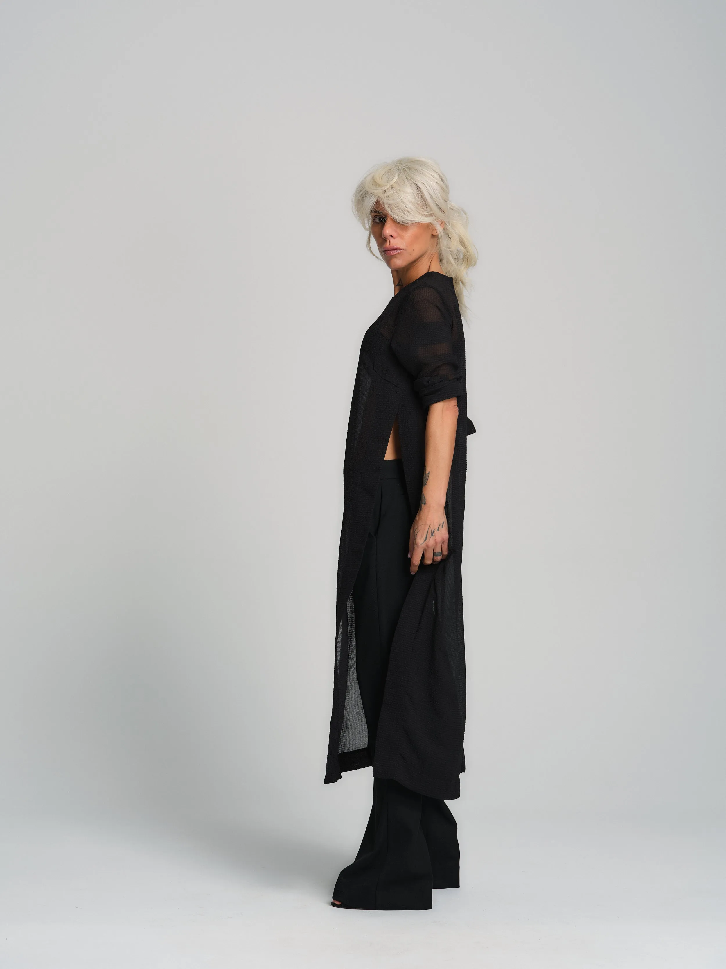 Sheer Black Maxi Tunic