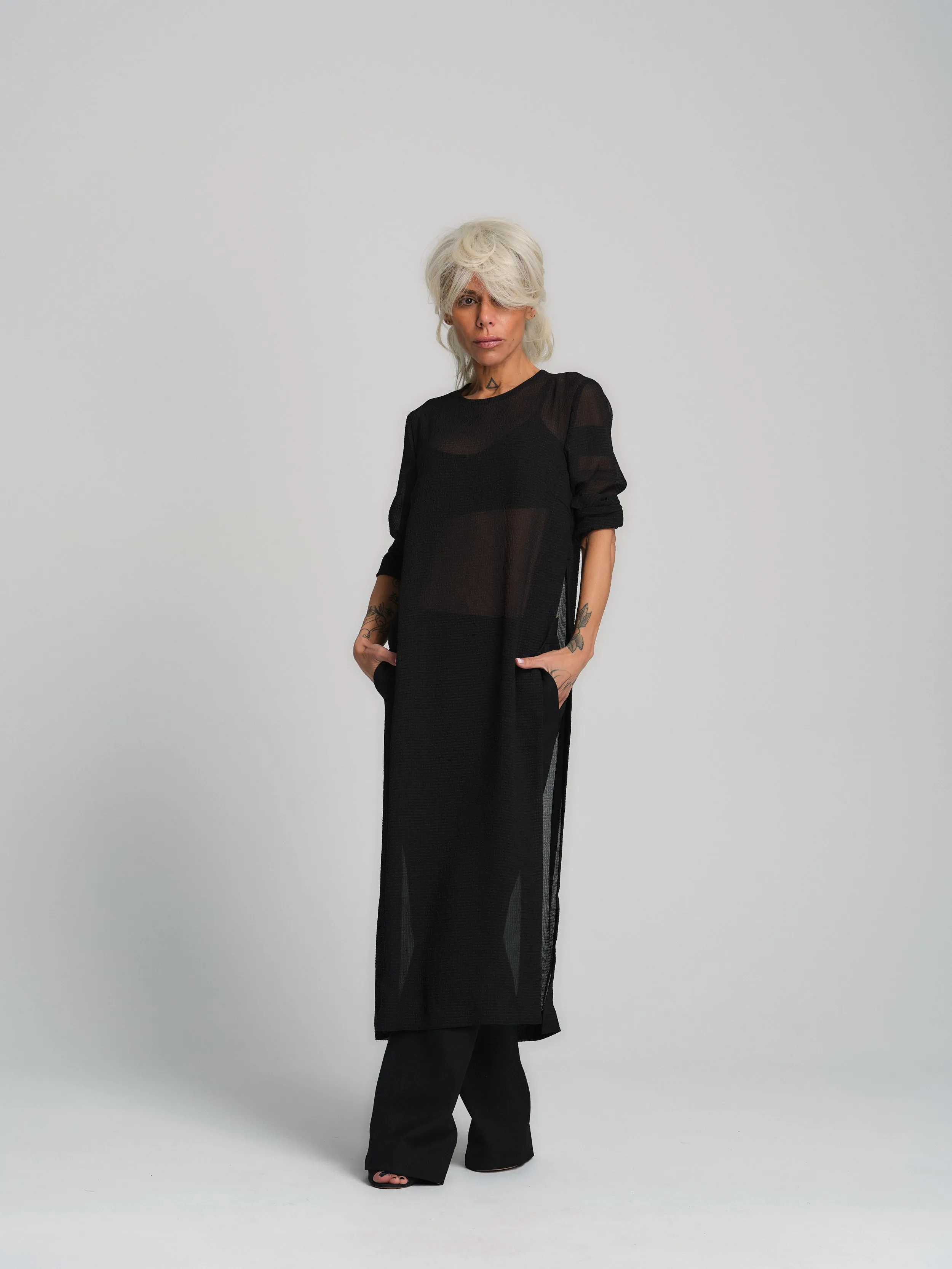 Sheer Black Maxi Tunic