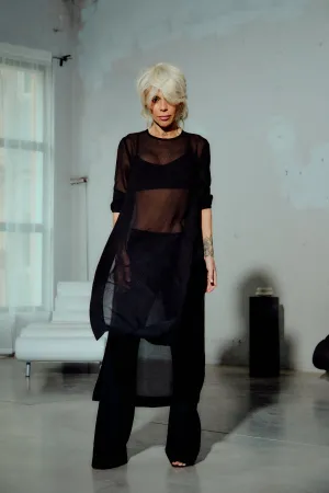 Sheer Black Maxi Tunic