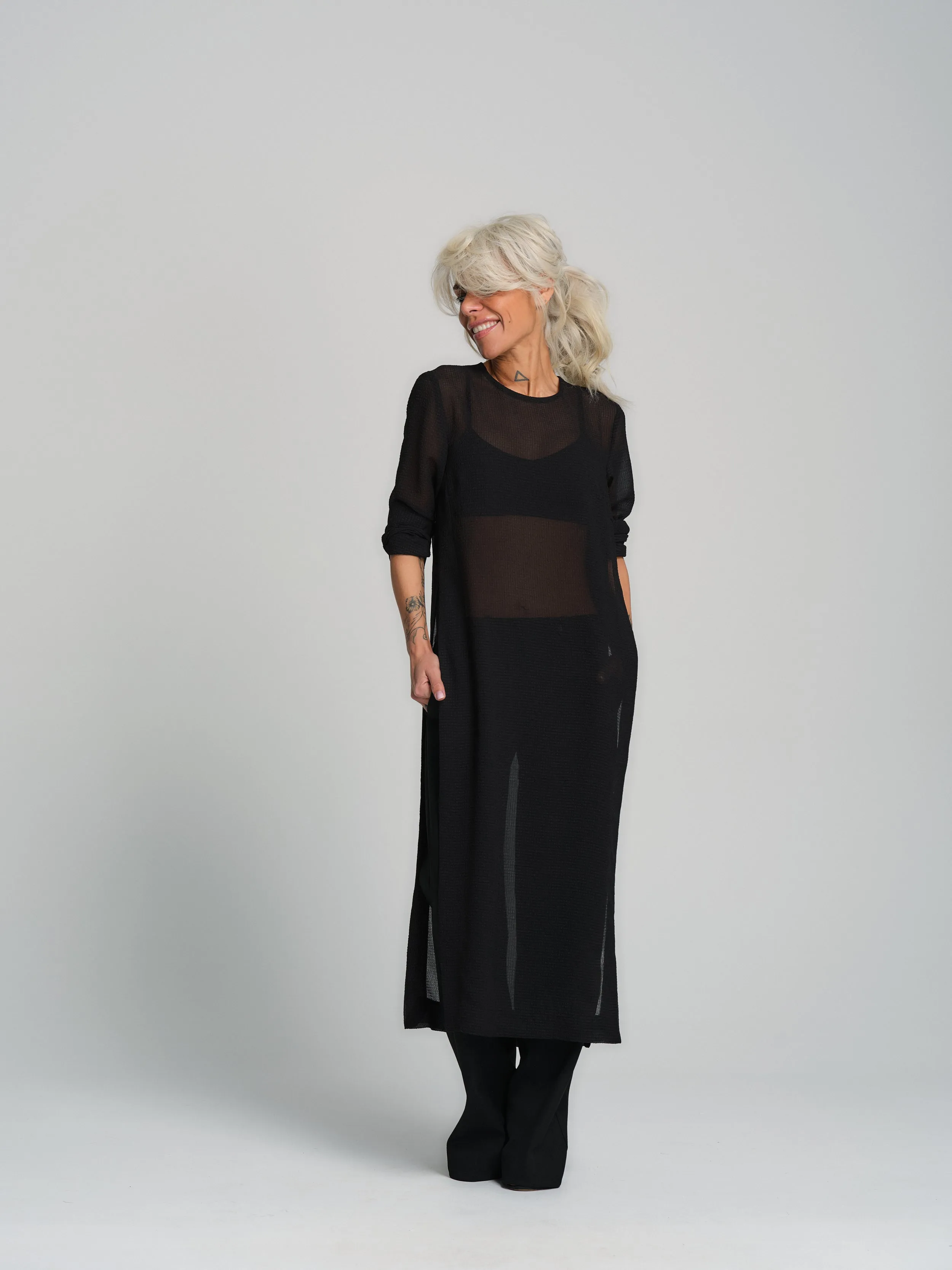 Sheer Black Maxi Tunic