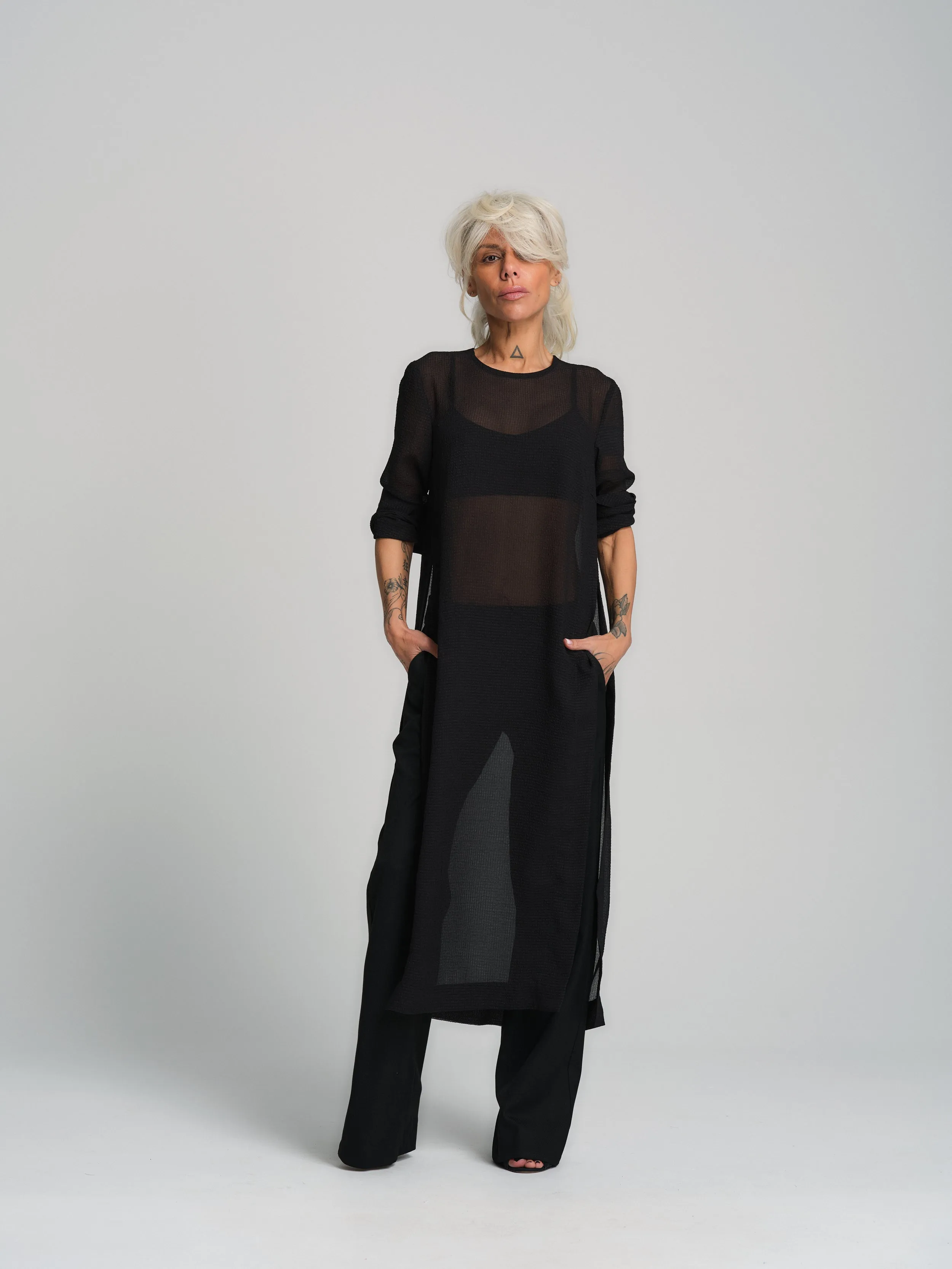 Sheer Black Maxi Tunic