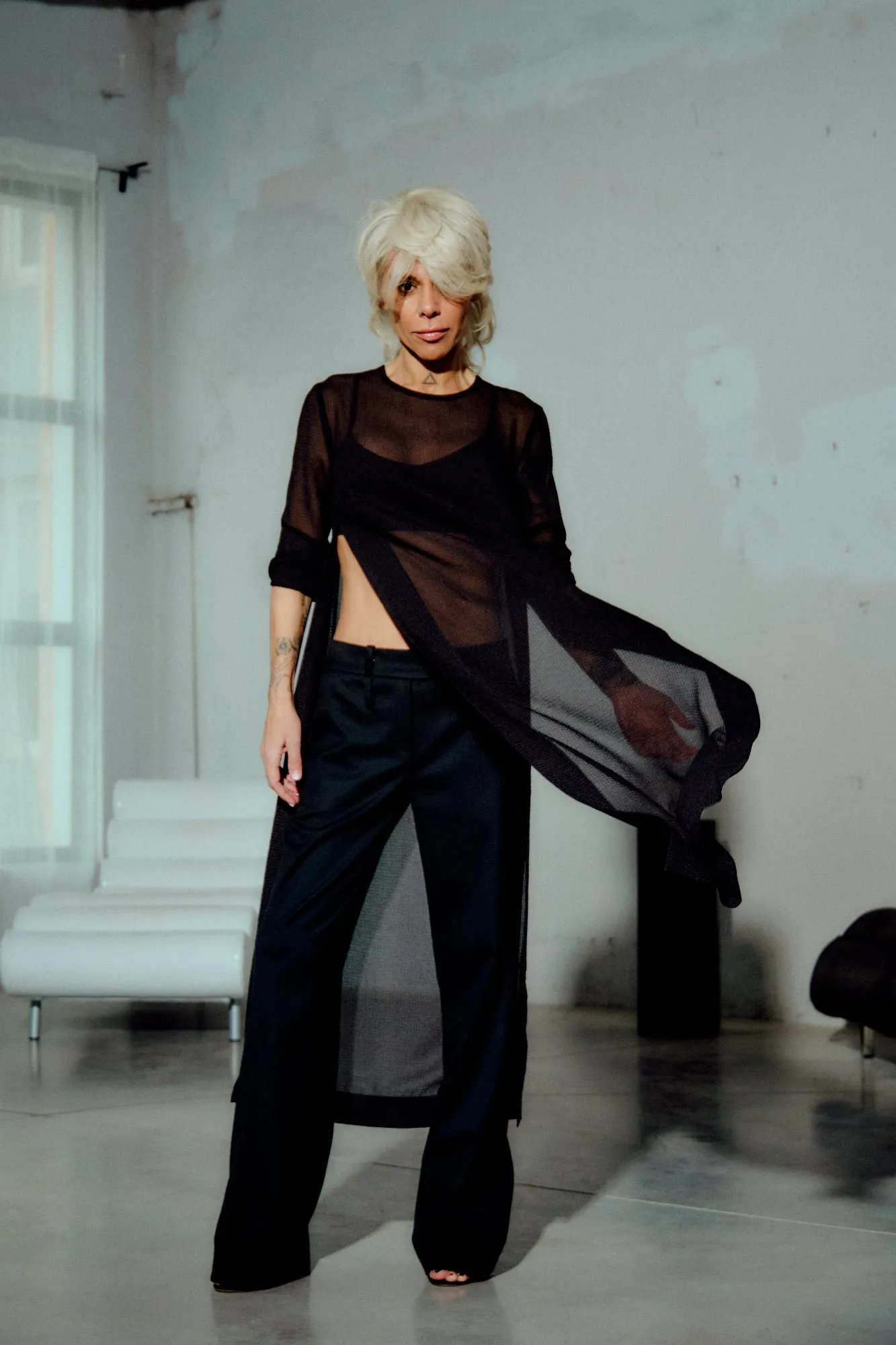 Sheer Black Maxi Tunic