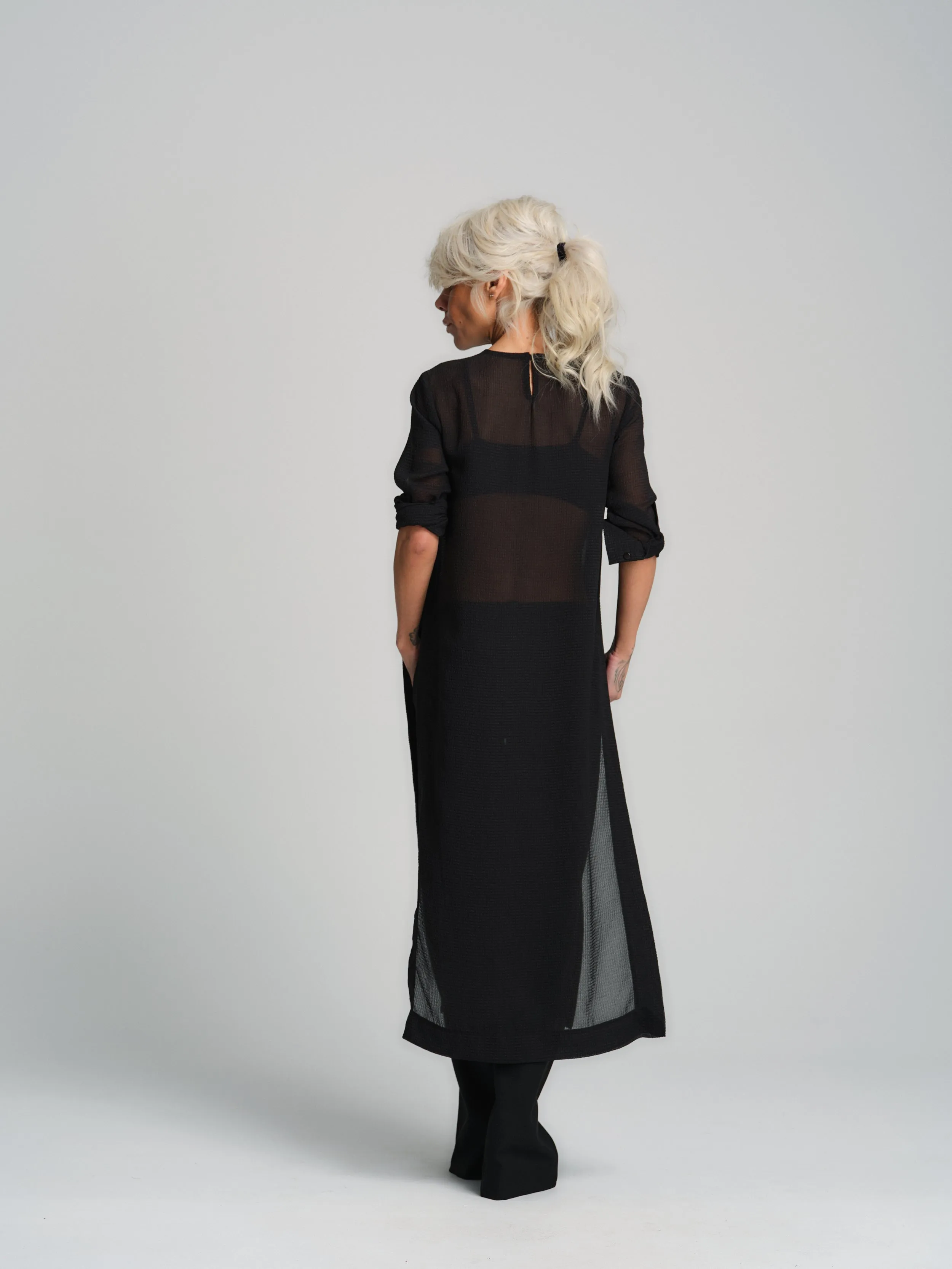 Sheer Black Maxi Tunic
