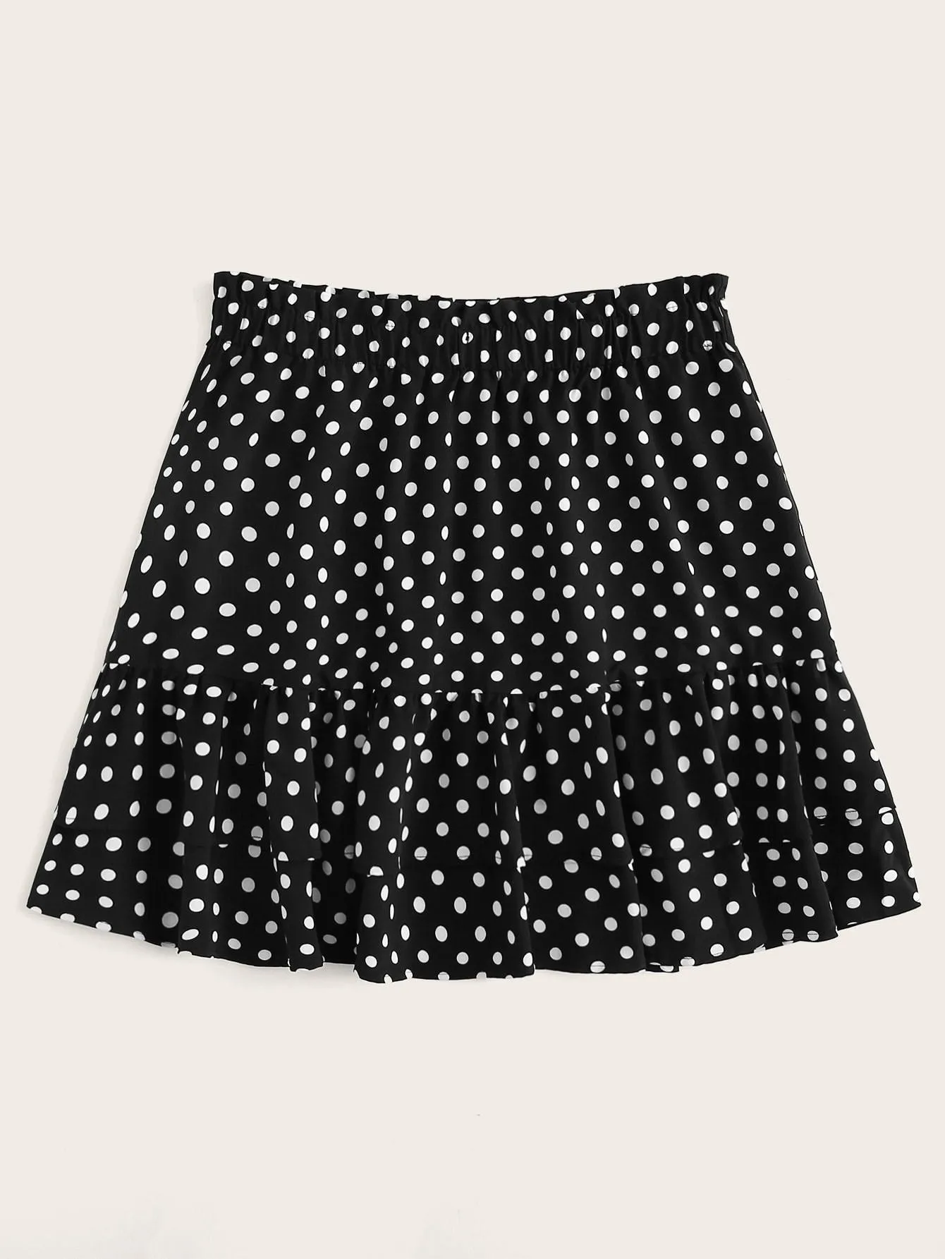 SHEIN Plus Frill Trim Layered Polka Dot Skirt