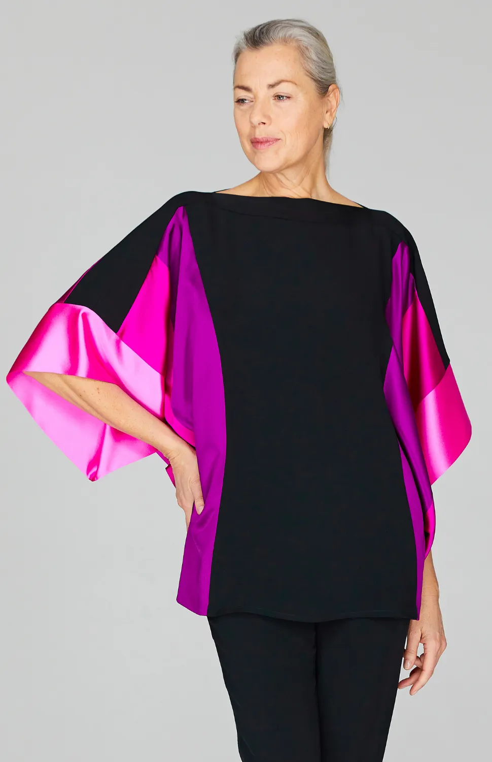 Silk Tunic w/Contrast Satin Bands