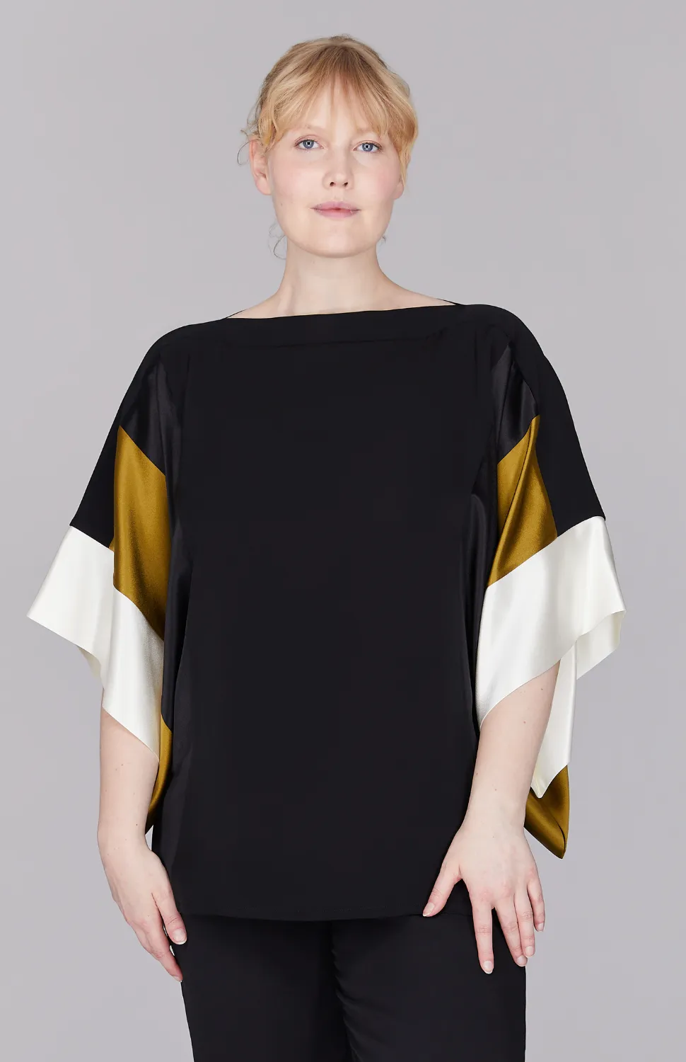 Silk Tunic w/Contrast Satin Bands