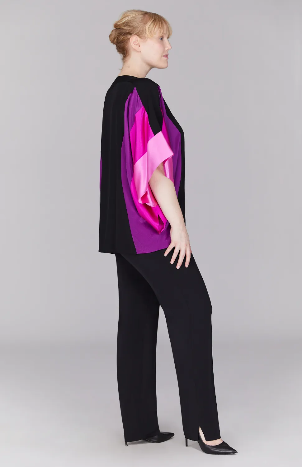 Silk Tunic w/Contrast Satin Bands