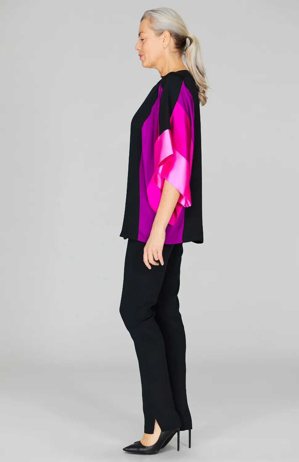 Silk Tunic w/Contrast Satin Bands