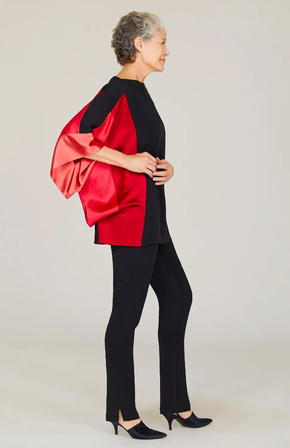 Silk Tunic w/Contrast Satin Bands
