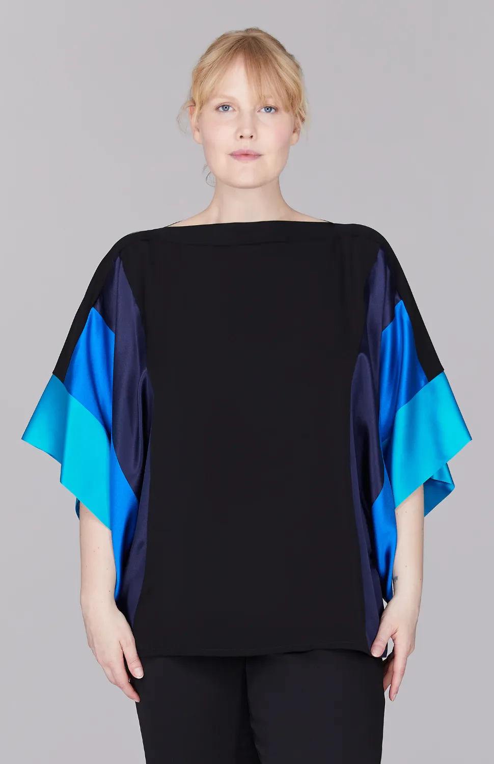 Silk Tunic w/Contrast Satin Bands