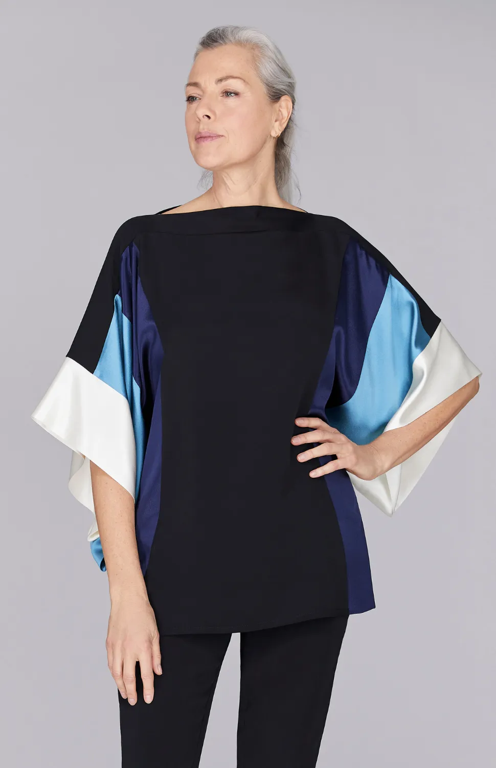 Silk Tunic w/Contrast Satin Bands