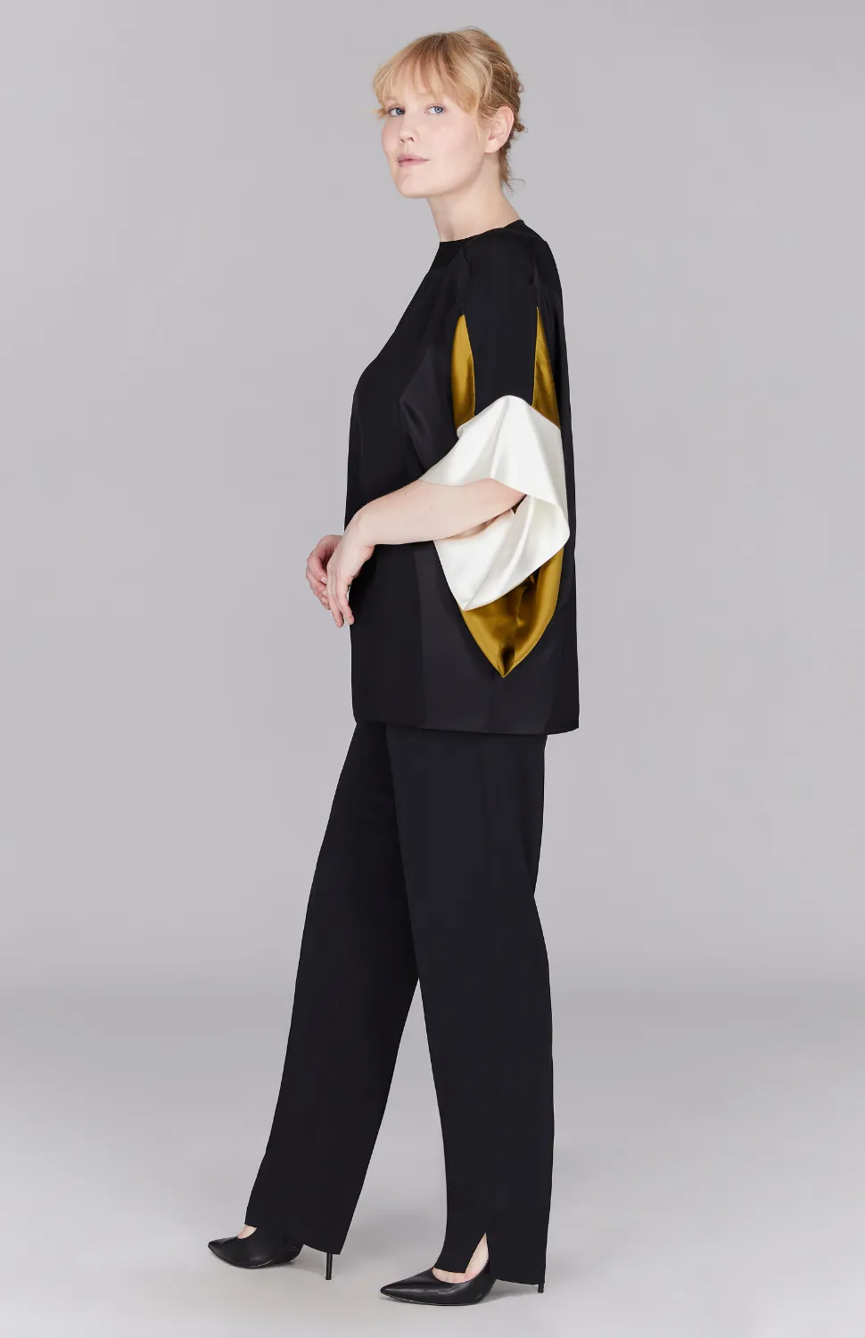 Silk Tunic w/Contrast Satin Bands