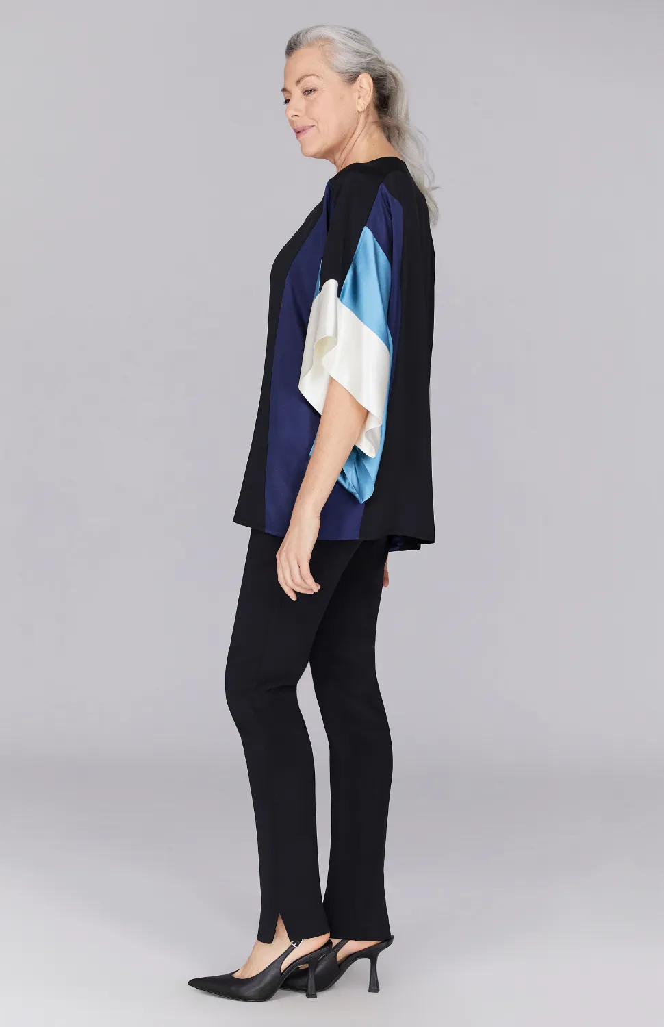 Silk Tunic w/Contrast Satin Bands