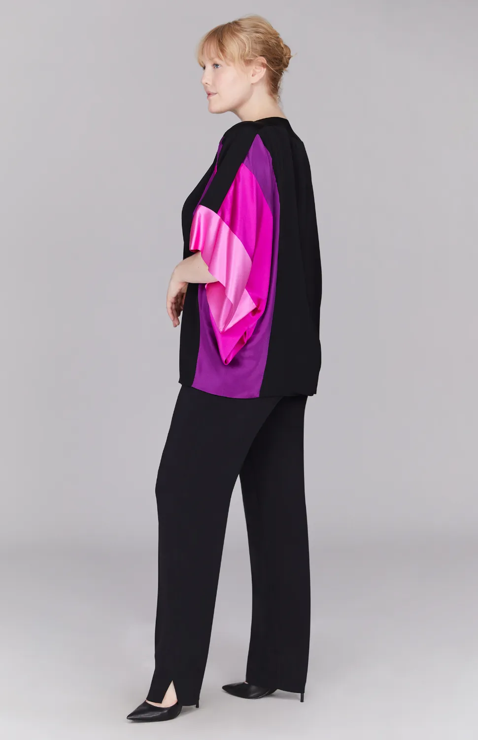 Silk Tunic w/Contrast Satin Bands