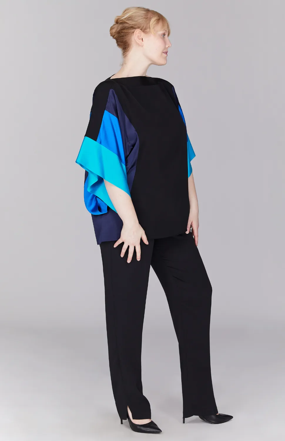 Silk Tunic w/Contrast Satin Bands