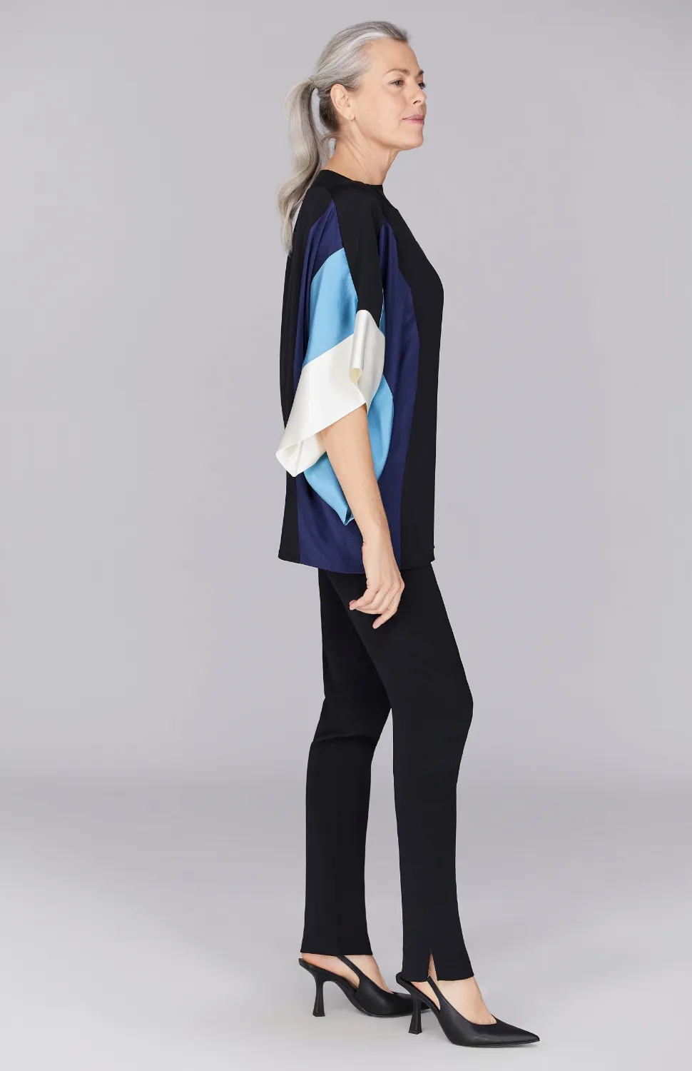 Silk Tunic w/Contrast Satin Bands